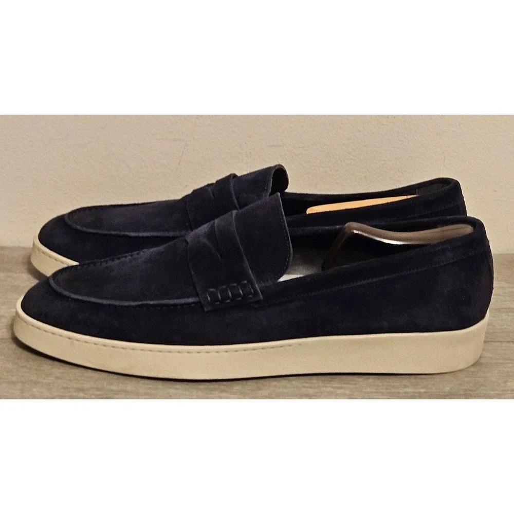 To Boot New York Adam Derrick Mens Navy Blue Suede Penny Loafers Size 15 Italy